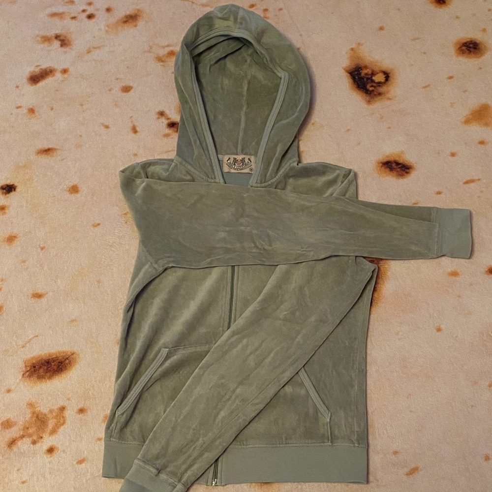 Juicy Couture Sage Green Zip-Up Sweater